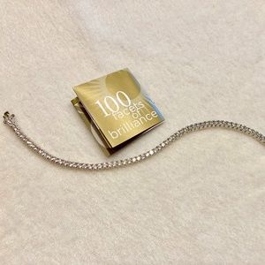 Diamonique & Sterling Tennis Bracelet,  New,  8"